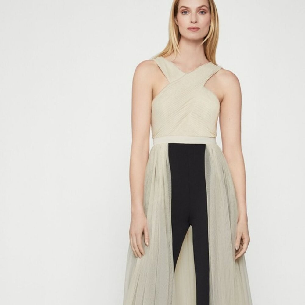 BCBGMAXAZRIA Overlay Walk-Through Jumpsuit. Sz S - Picture 3 of 9